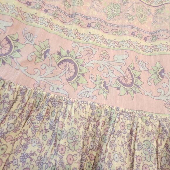 LUCKY BRAND boho floral babydoll top sleeveless pink purple cotton blouse S - Picture 8 of 8